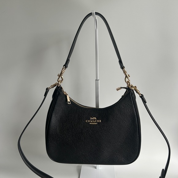 Coach Handbags - Coach Teri Hobo Black Pebbled Leather Shoulder Bag Excellent
